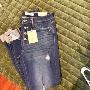 KanCan High Rise Dark Blue Distressed Jeans